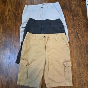Set of Three Cargo Shorts in Neutral Tones